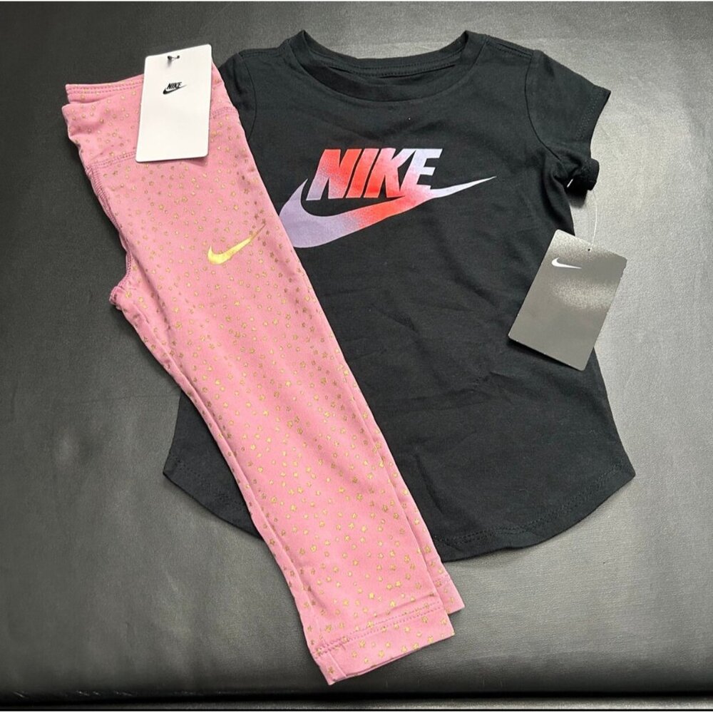 NWT Nike Metallic Leggings & Tee Set Girls Size 3T
